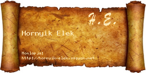Hornyik Elek névjegykártya